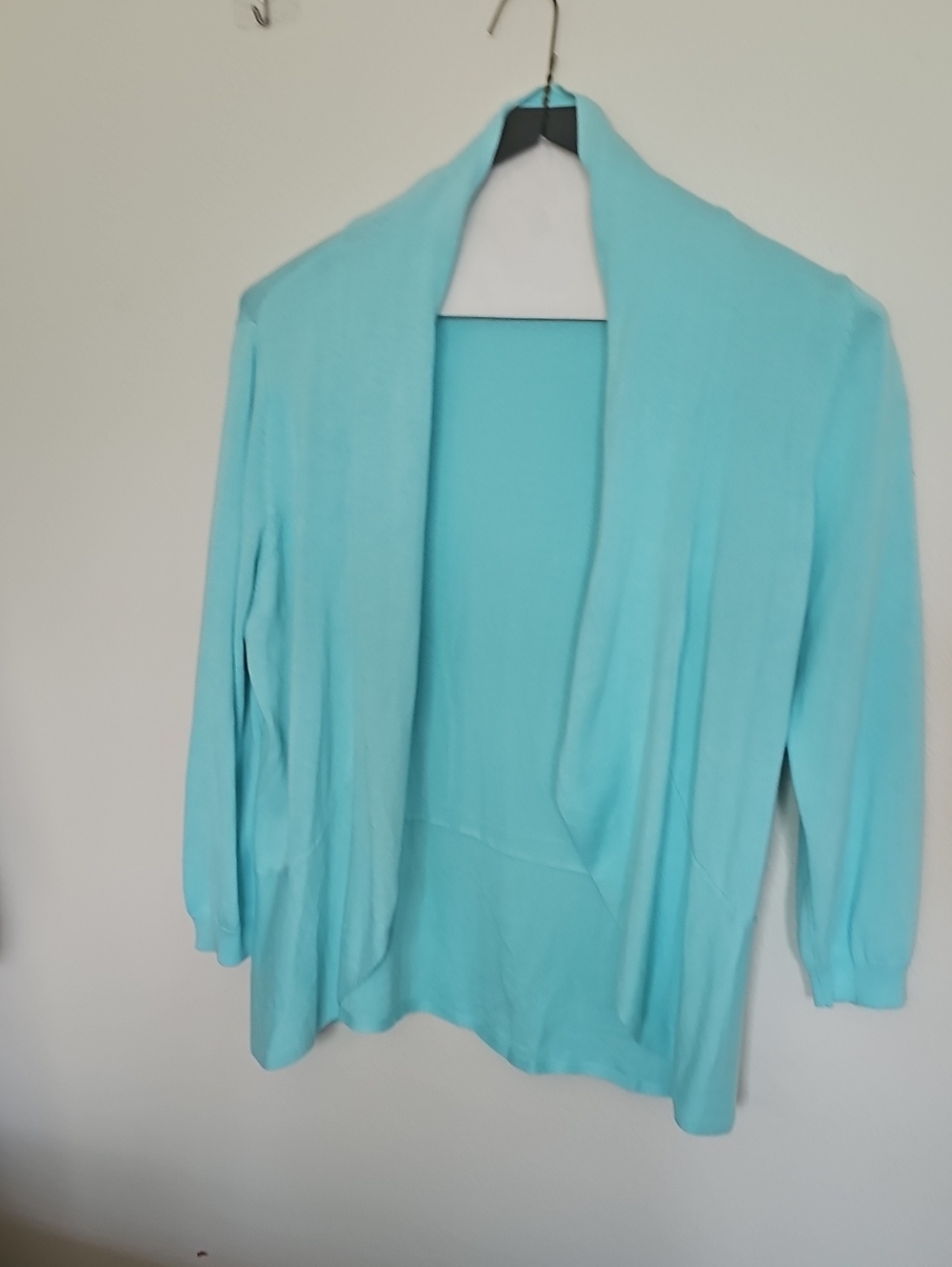 Light Aqua Open-Front Women's Sweater Cardigan
